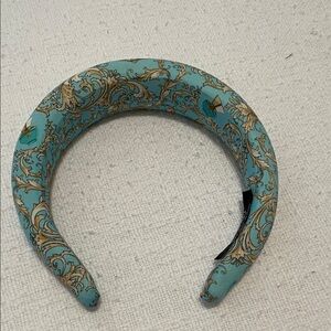 Versace Turquoise and Gold Baroque Headband.